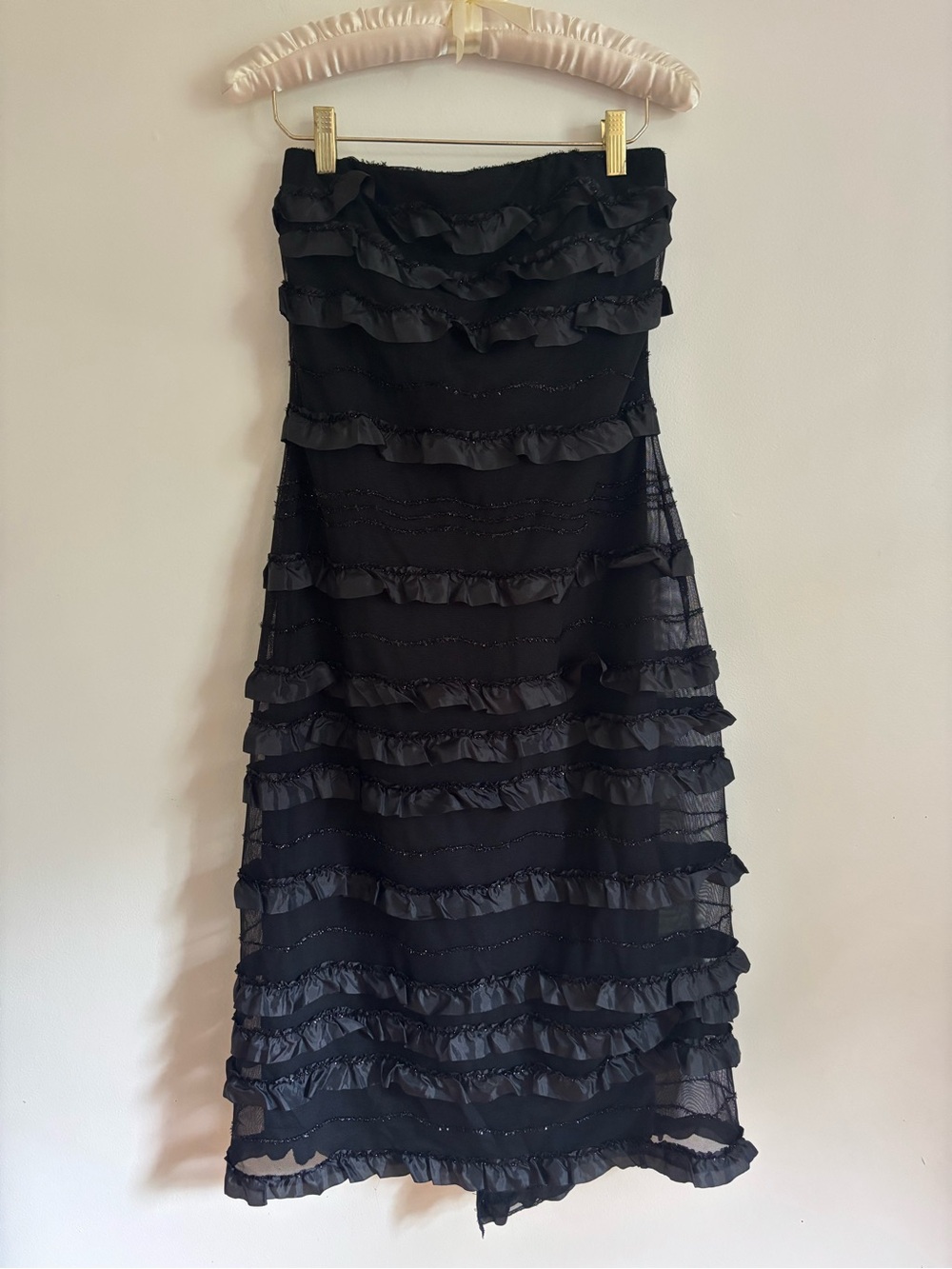 Vintage Black Bari Jay Ruffle Tiered Women's Dress - Elegant Evening Style